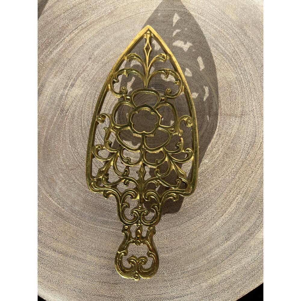 Vintage Solid Brass Trivet Hot Iron Sadiron Stand